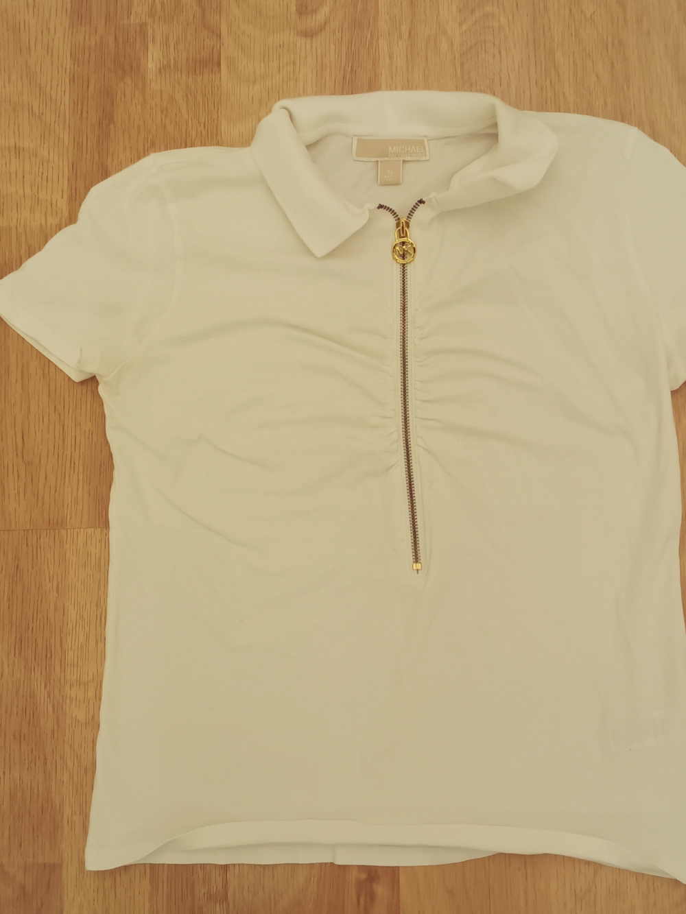MICHAEL Michael Kors White Short-Sleeve Zip Polo